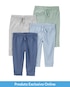 Kit calça bebê 4 peças cós elástico e laço multicor | Carter's