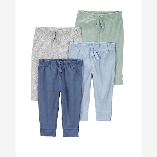 Kit calça bebê 4 peças cós elástico e laço multicor | Carter's