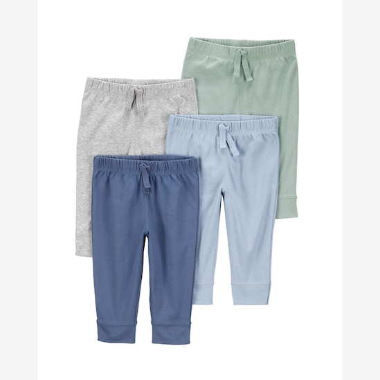 Kit calça bebê 4 peças cós elástico e laço multicor | Carter's