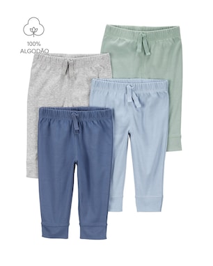 Kit calça bebê 4 peças cós elástico e laço multicor | Carter's