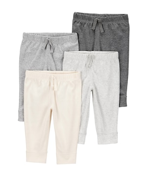 Kit calça bebê 4 peças cós elástico e laço multicor | Carter's