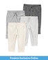 Kit calça bebê 4 peças cós elástico e laço multicor | Carter's
