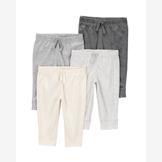 Kit calça bebê 4 peças cós elástico e laço multicor | Carter'