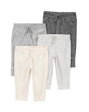Kit calça bebê 4 peças cós elástico e laço multicor | Carter'