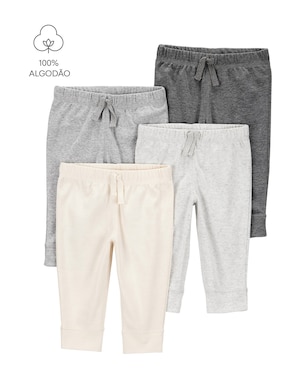 Kit calça bebê 4 peças cós elástico e laço multicor | Carter's