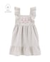 Vestido infantil evasê listrado com bordada off-white | Carter's
