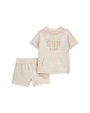Conjunto curto infantil 2 peças sun club bege | Carter's 