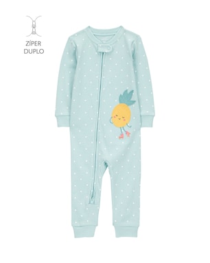 Macacão pijama bebê abacaxi e poá azul | Carter's
