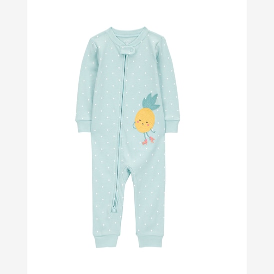 Macacão pijama bebê abacaxi e poá azul | Carter's