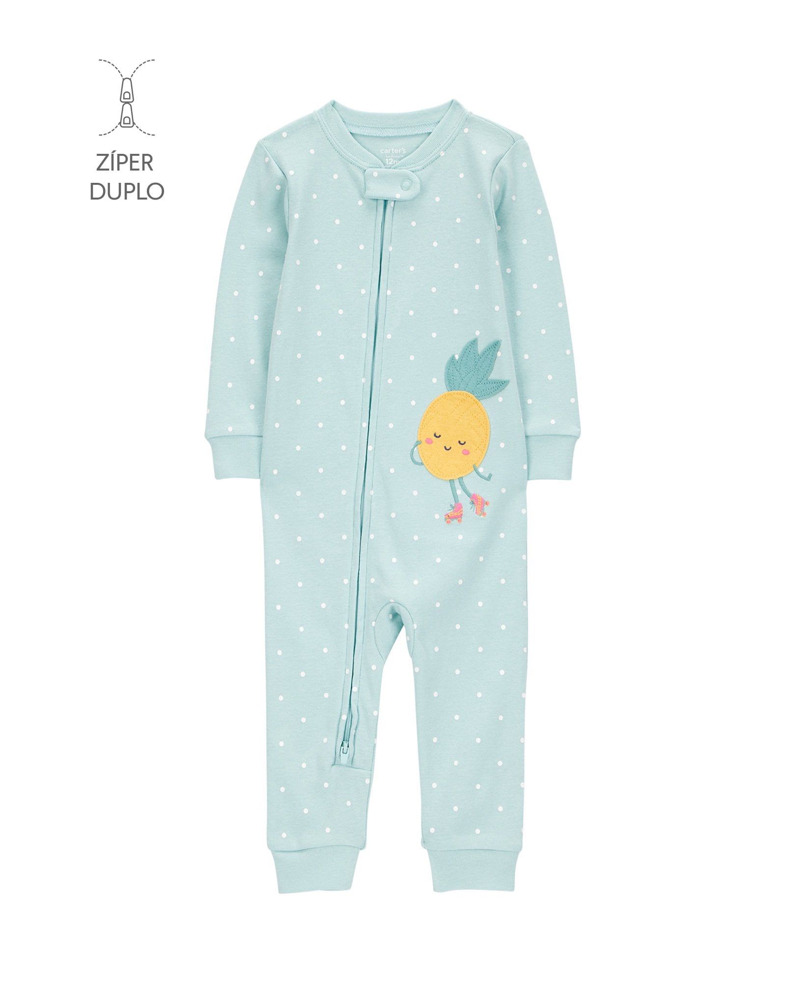 Macacão pijama Infantil abacaxi e poá azul | Carter's