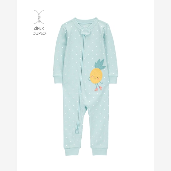 Macacão pijama Infantil abacaxi e poá azul | Carter's