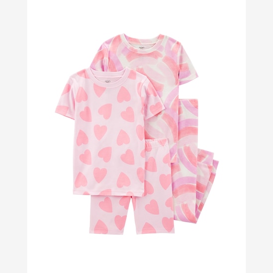 Pijama infantil 4 peças coração rosa | Carter's