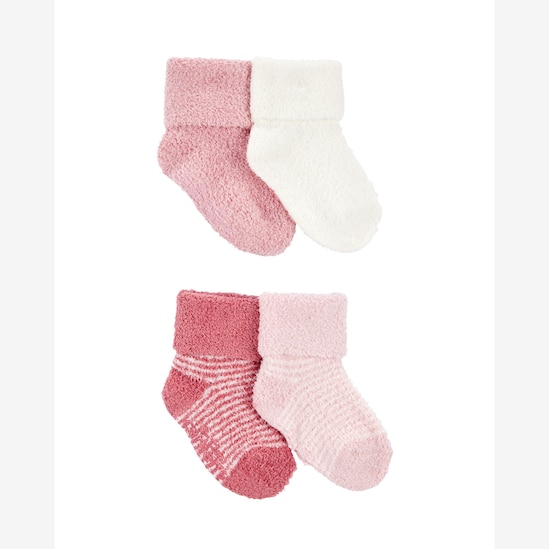 Kit meia bebê 4 pares fleece com listras multicor | Carter's