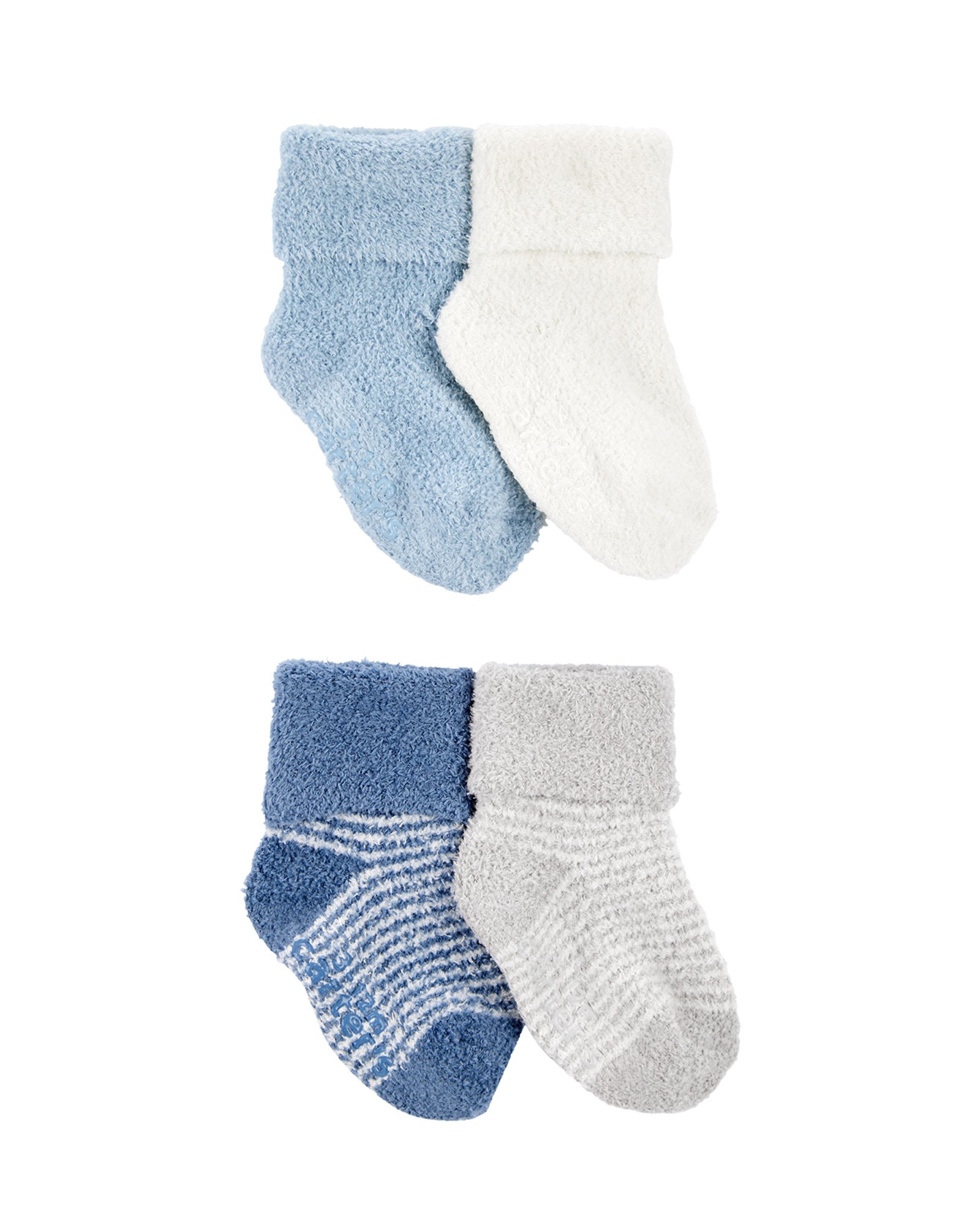 Kit meia bebê 4 pares fleece com listras multicor | Carter's