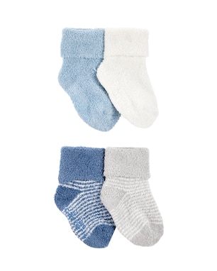 Kit meia bebê 4 pares fleece com listras multicor | Carter's