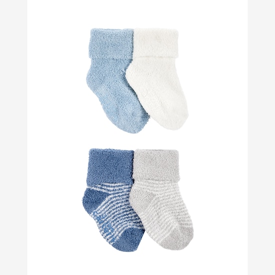 Kit meia bebê 4 pares fleece com listras multicor | Carter's