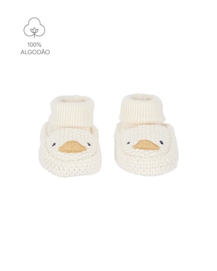 Pantufa Carter's bebê em tricot pato - Off-White