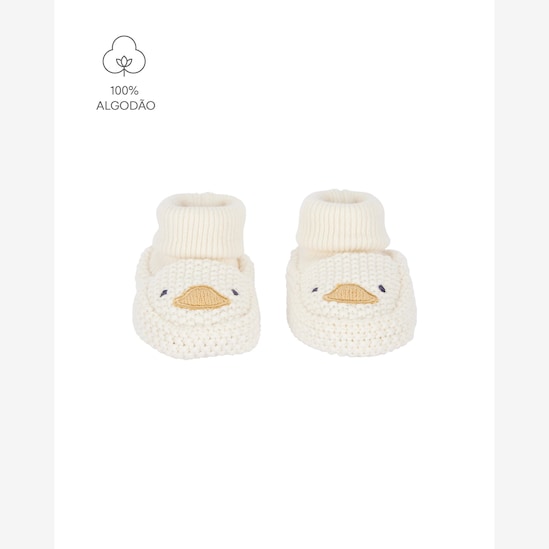 Pantufa Carter's bebê em tricot pato - Off-White