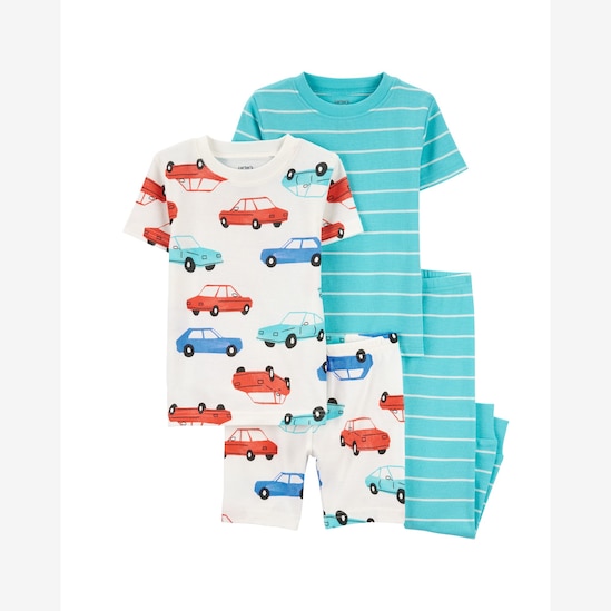 Pijama infantil 4 peças carros e listras multicor | Carter's
