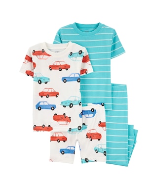 Pijama infantil 4 peças carros e listras multicor | Carter's