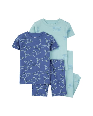 Pijama infantil 4 peças tubarão e surf azul | Carter's
