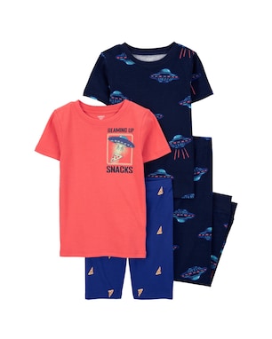 Pijama infantil 4 peças aliens e pizza multicor | Carter's