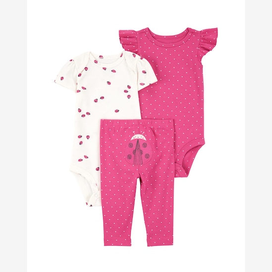 Conjunto longo bebê 3 peças joaninha rosa | Carter's