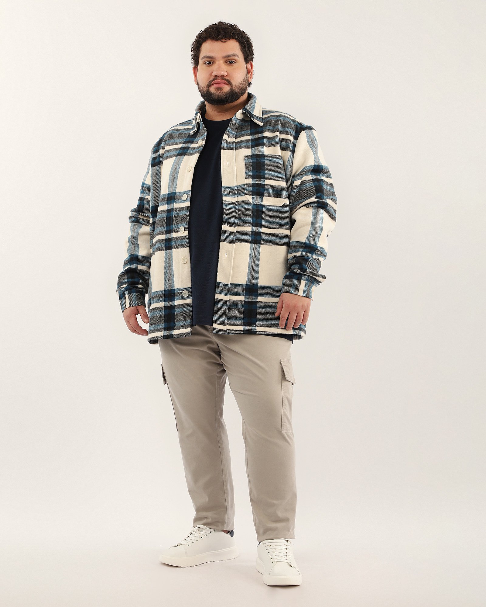 Camiseta plus size masculina em piquet azul