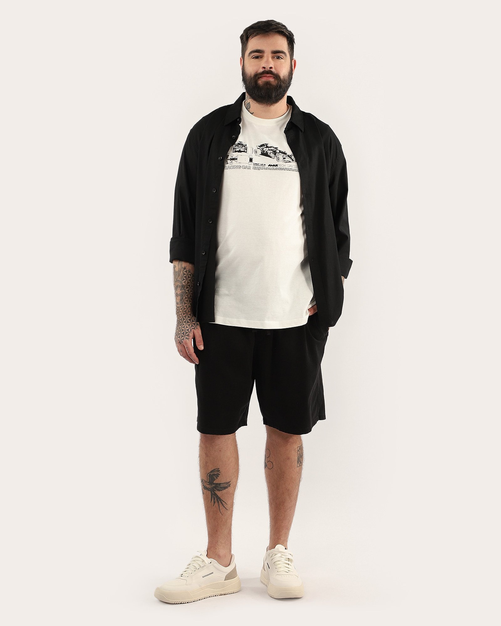 Camiseta plus size masculina racing car off-white