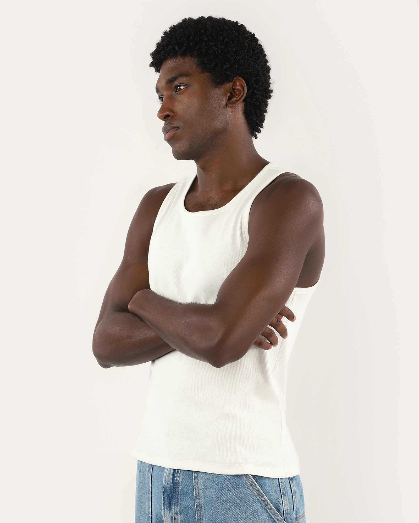 Regata masculina slim canelada - Branco