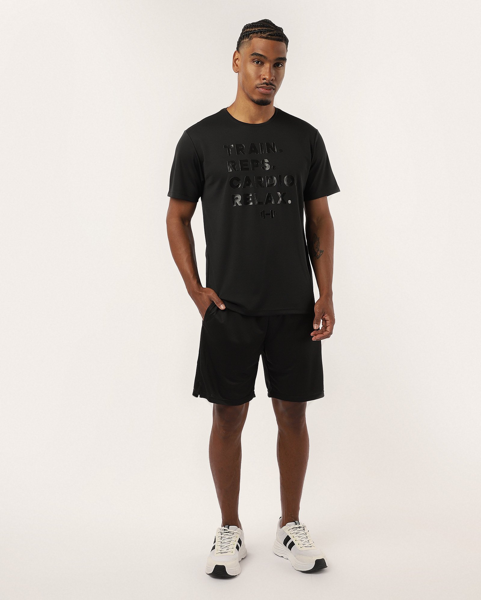 Camiseta masculina de treino regular relax preta | Body Work