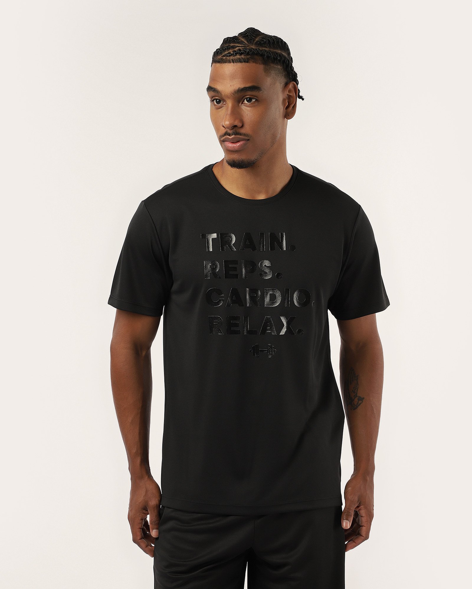 Camiseta masculina de treino regular relax preta | Body Work