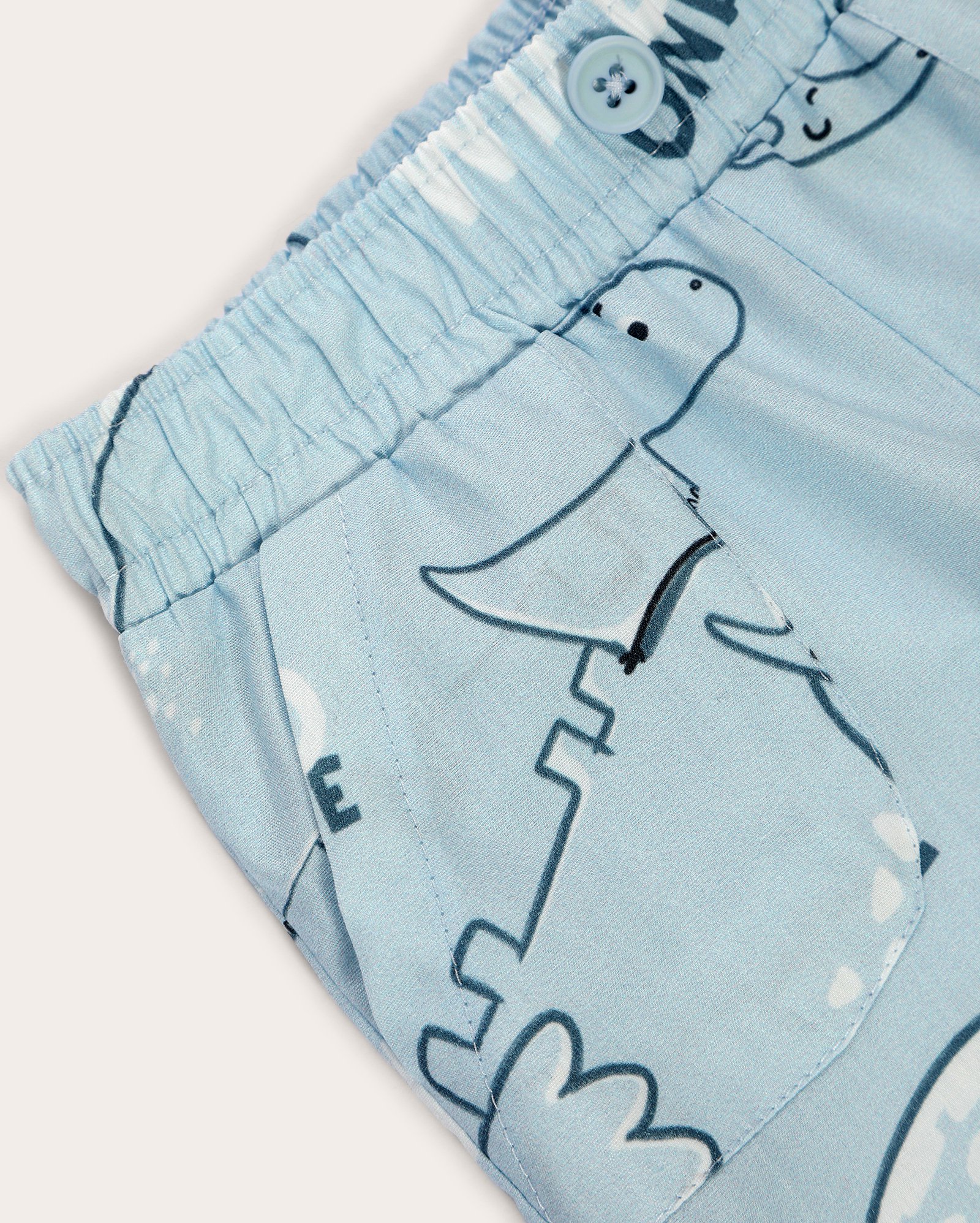 Shorts bebê com elástico estampa dinossauros azul claro