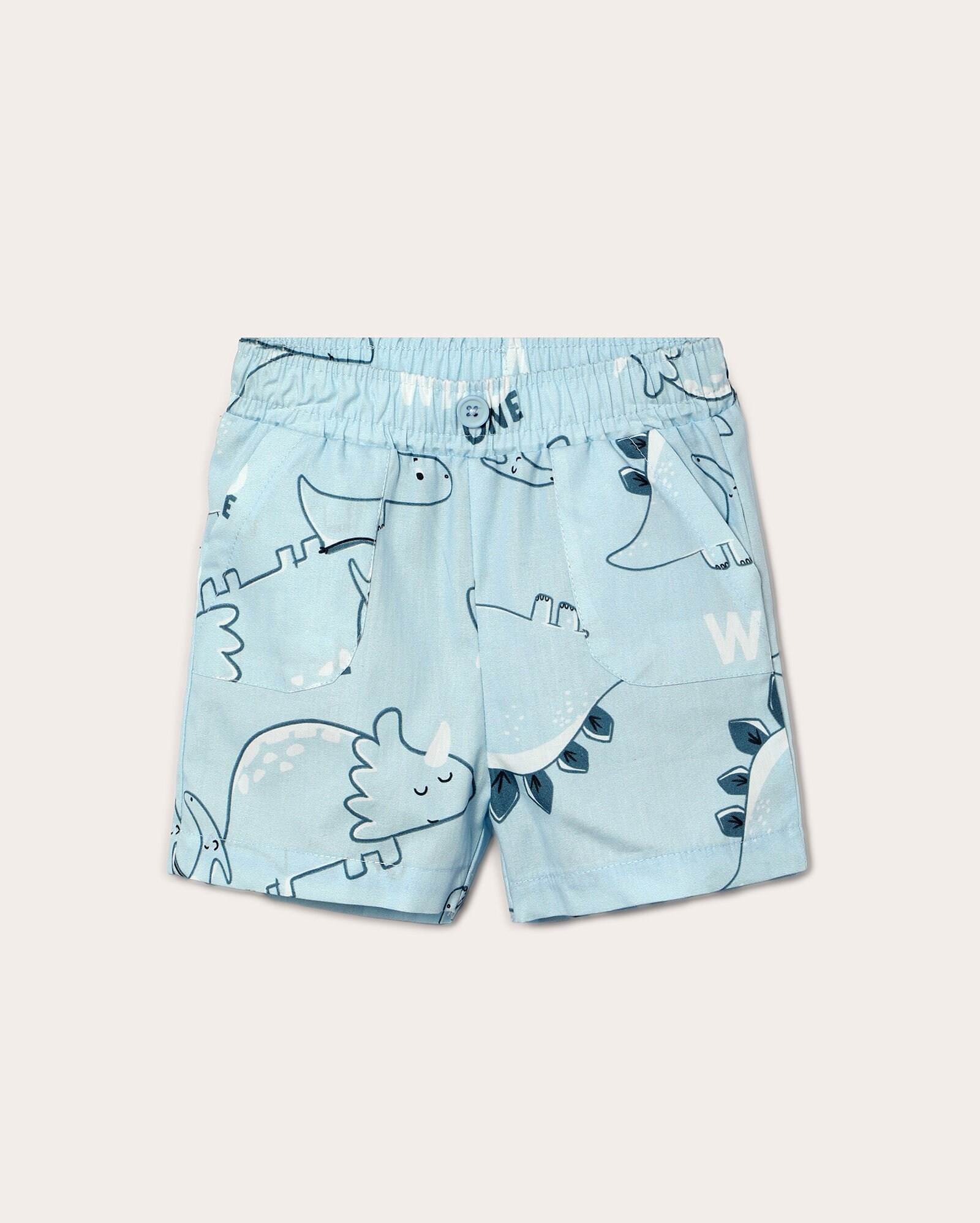Shorts bebê com elástico estampa dinossauros azul claro
