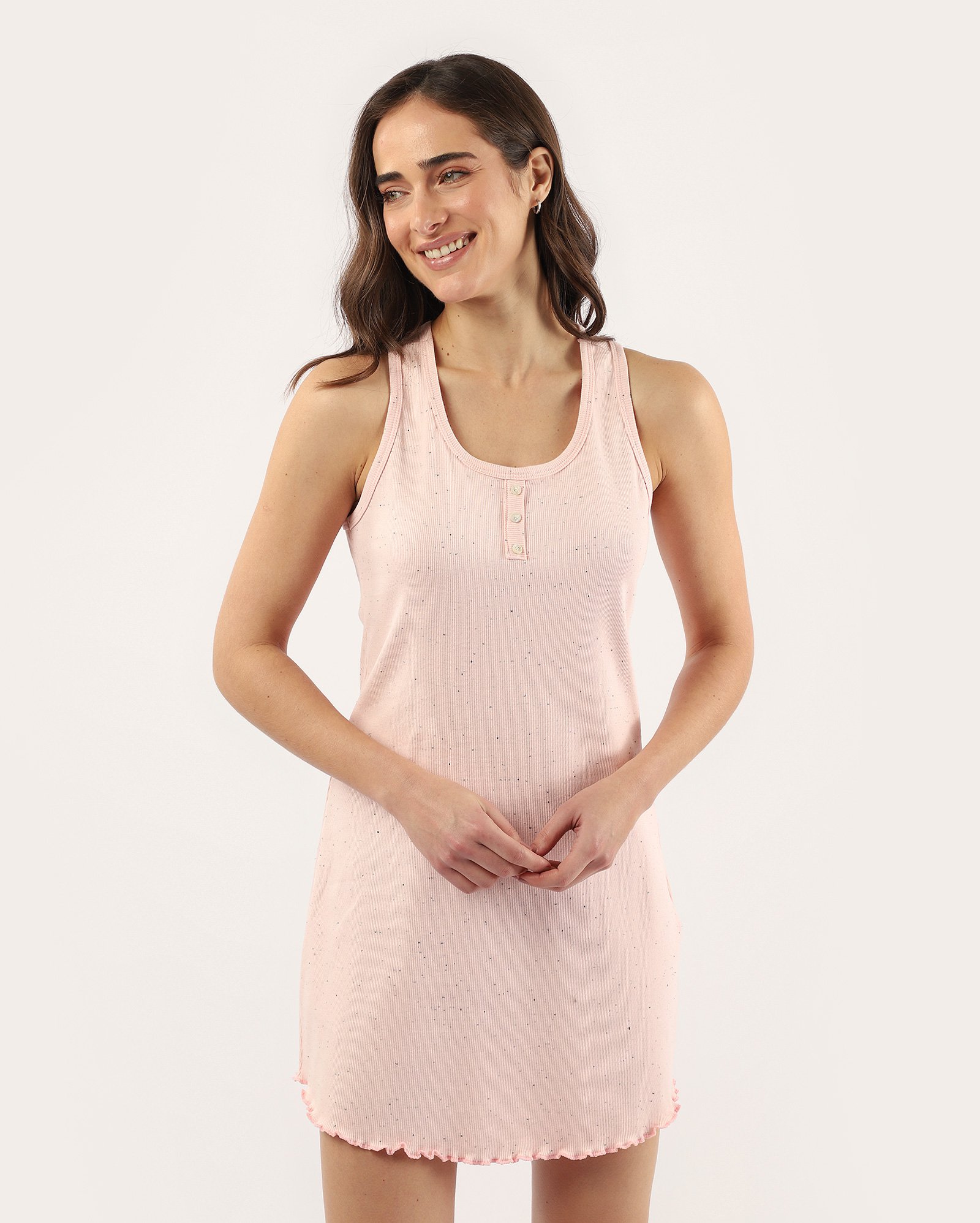 Camisola curta botonê ripple rosa