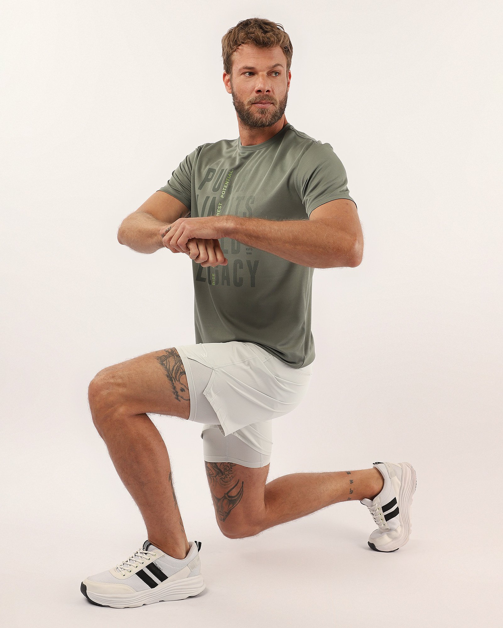 Camiseta masculina de treino lettering cinza | Body Work