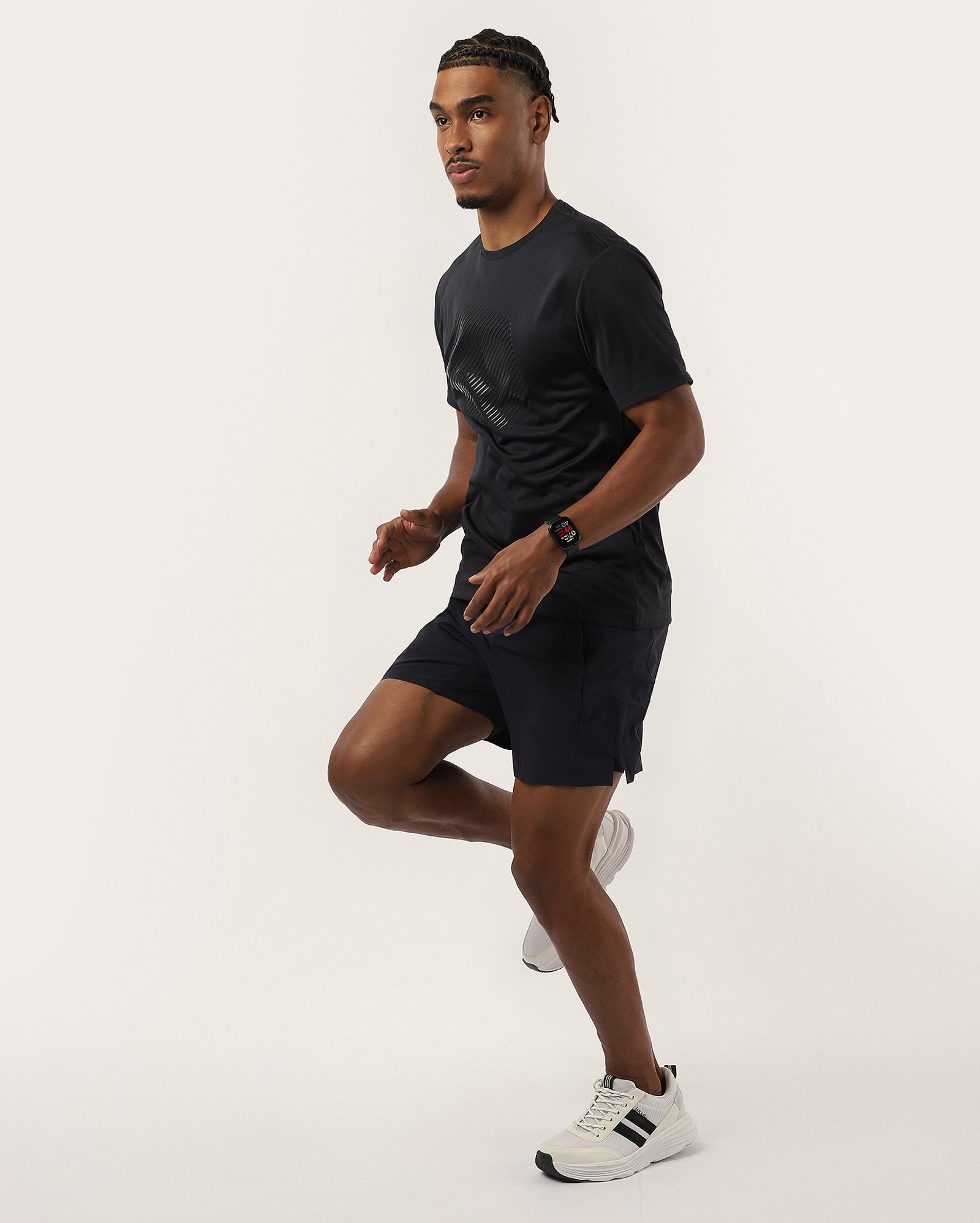 Camiseta masculina de treino regular geométrica azul | Body Work