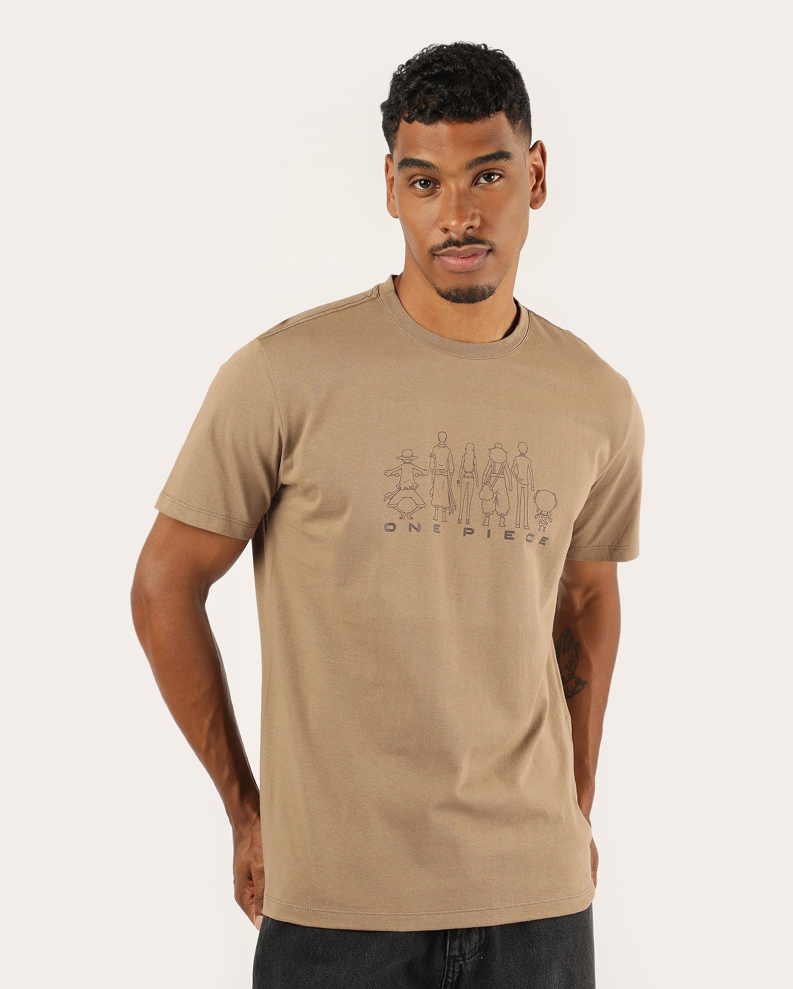 Camiseta masculina regular personagens - marrom | One Piece