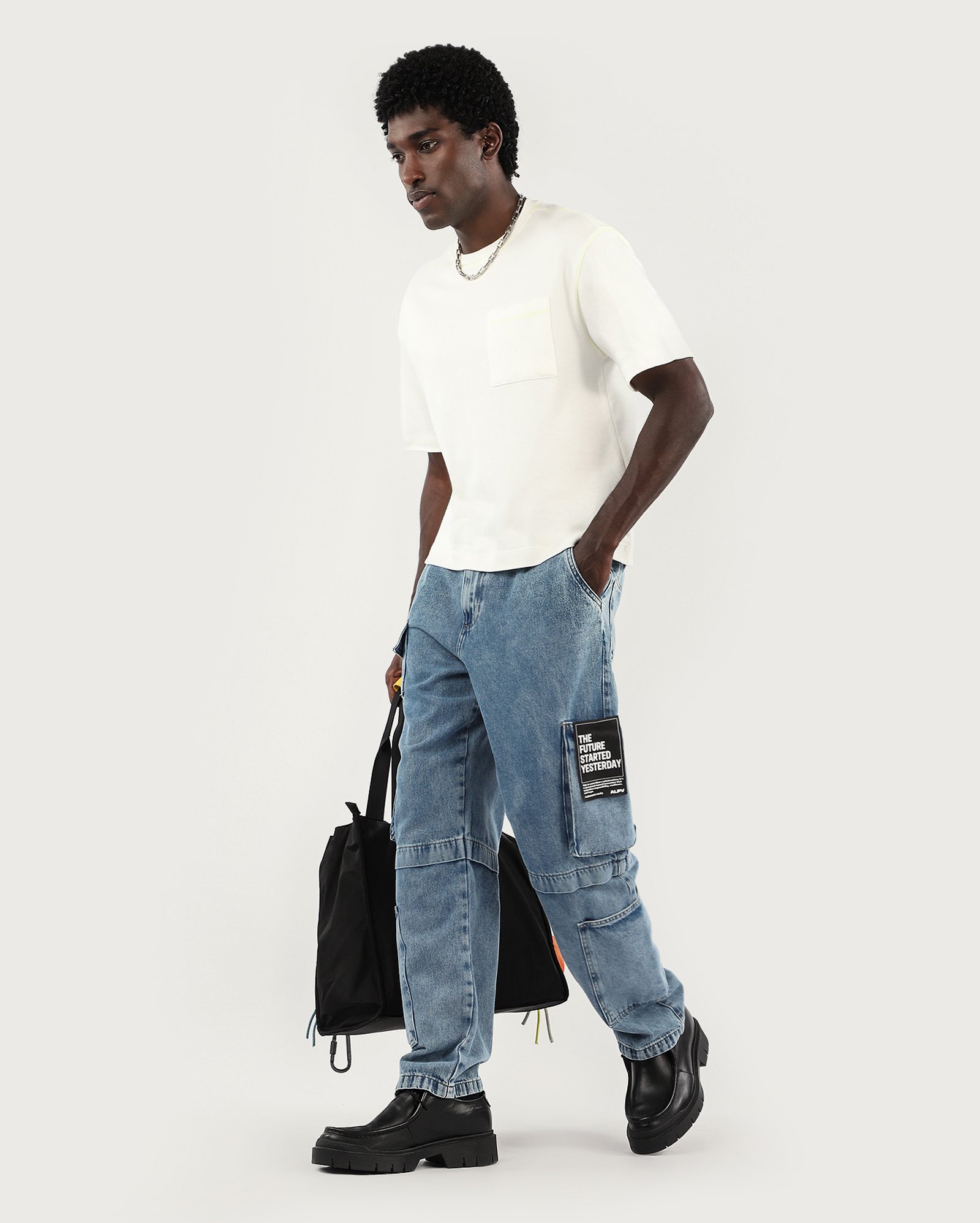 Calça jeans masculina baggy denim médio | Alexandre Pavão + Pool