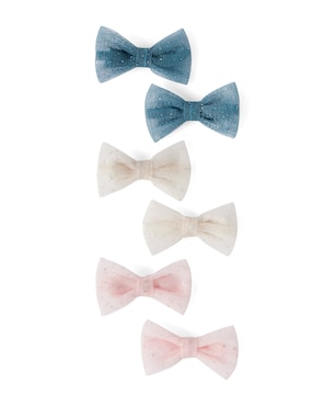 Kit presilha de cabelo bebê 3 pares laço telado com pedraria multicor | Carter's