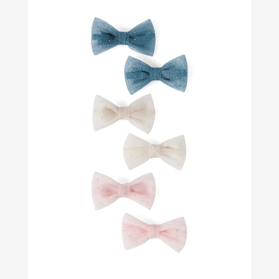 Kit presilha de cabelo bebê 3 pares laço telado com pedraria multicor | Carter's