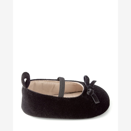 Sapato bebê com elástico e laço fleece preto | Carter's