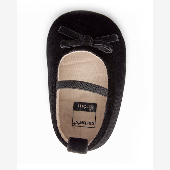 Sapato bebê com elástico e laço fleece preto | Carter's