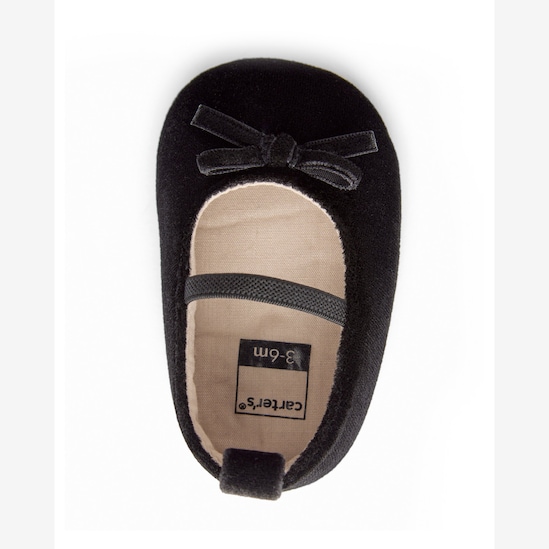 Sapato bebê com elástico e laço fleece preto | Carter's