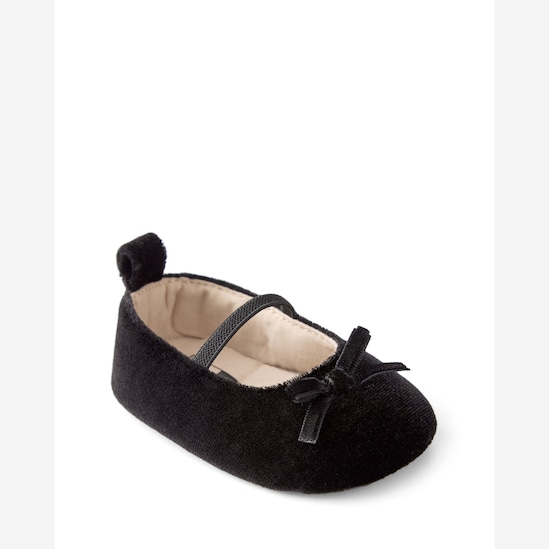 Sapato bebê com elástico e laço fleece preto | Carter's
