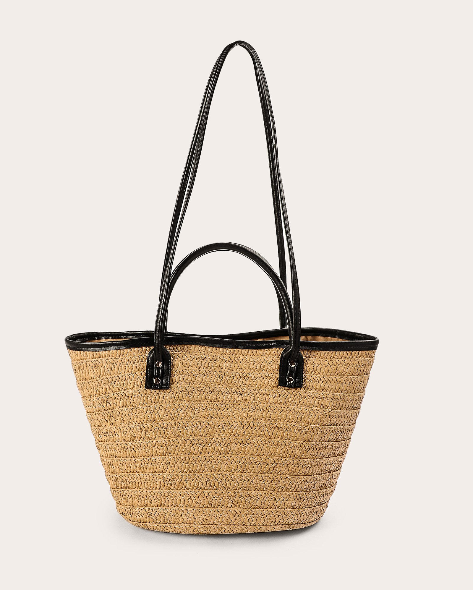Bolsa de praia tote com alça de mão e bolso bege | Accessori