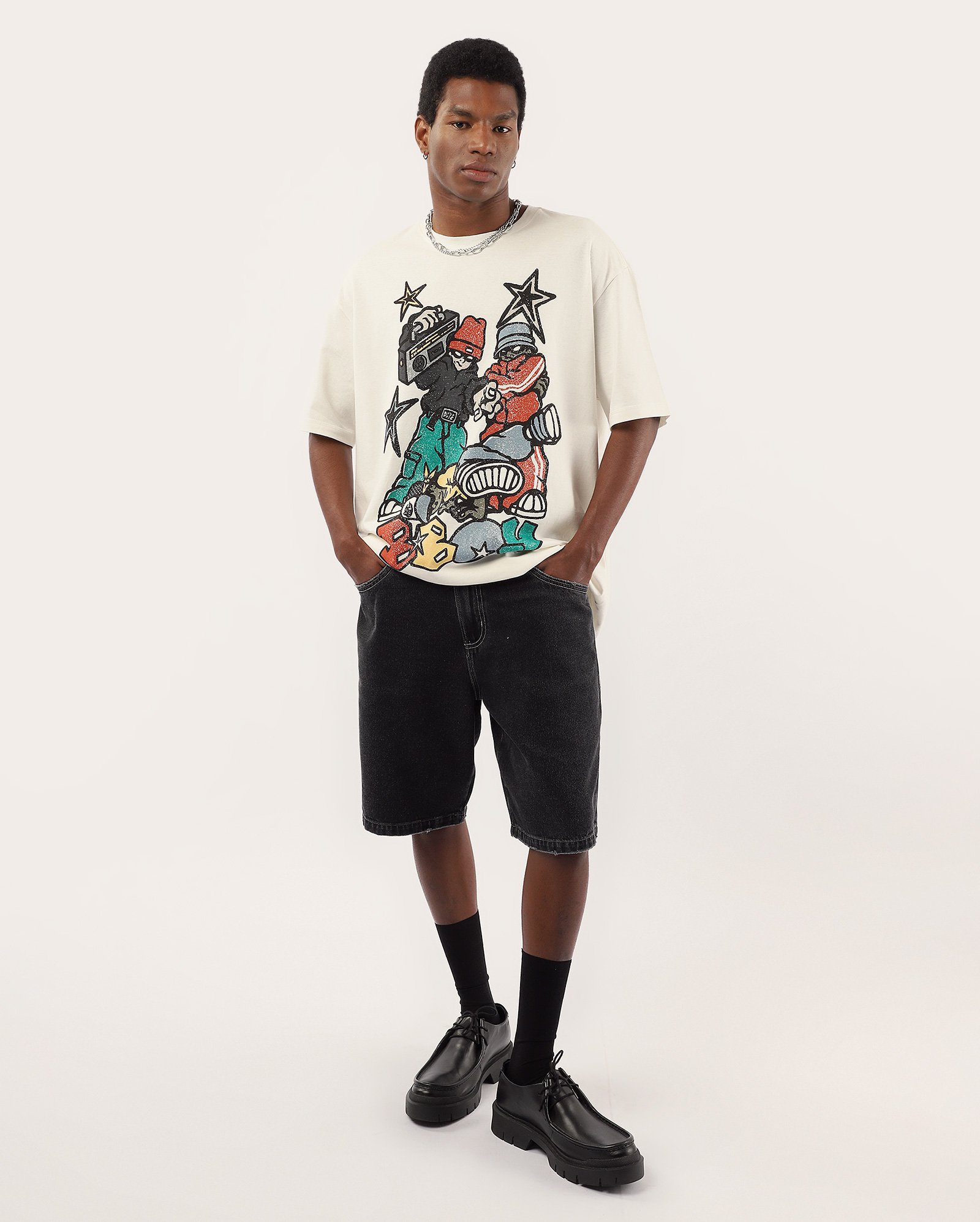 Bermuda black jeans masculina baggy | Pool Jeans
