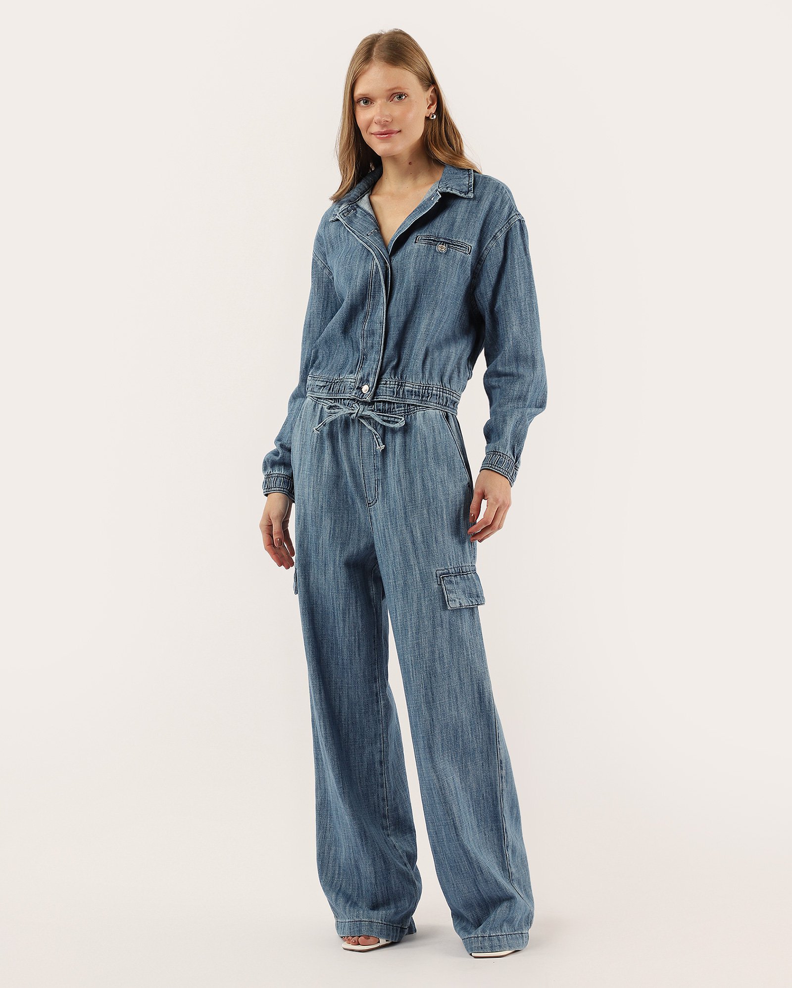 Jaqueta jeans feminina bomber estonada denim médio | Pool Jeans