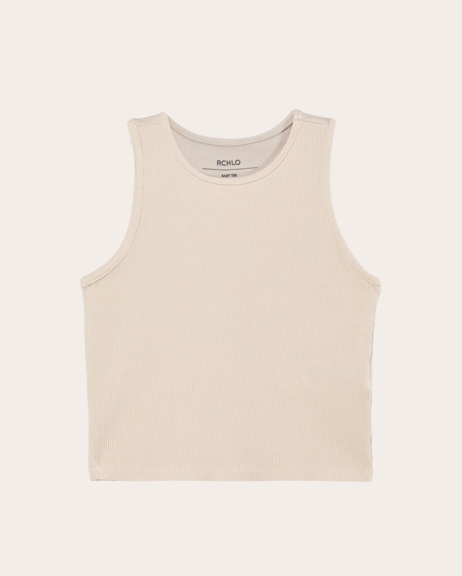 Regata cropped infantil Vivi canelada básica - Bege | Riachuelo