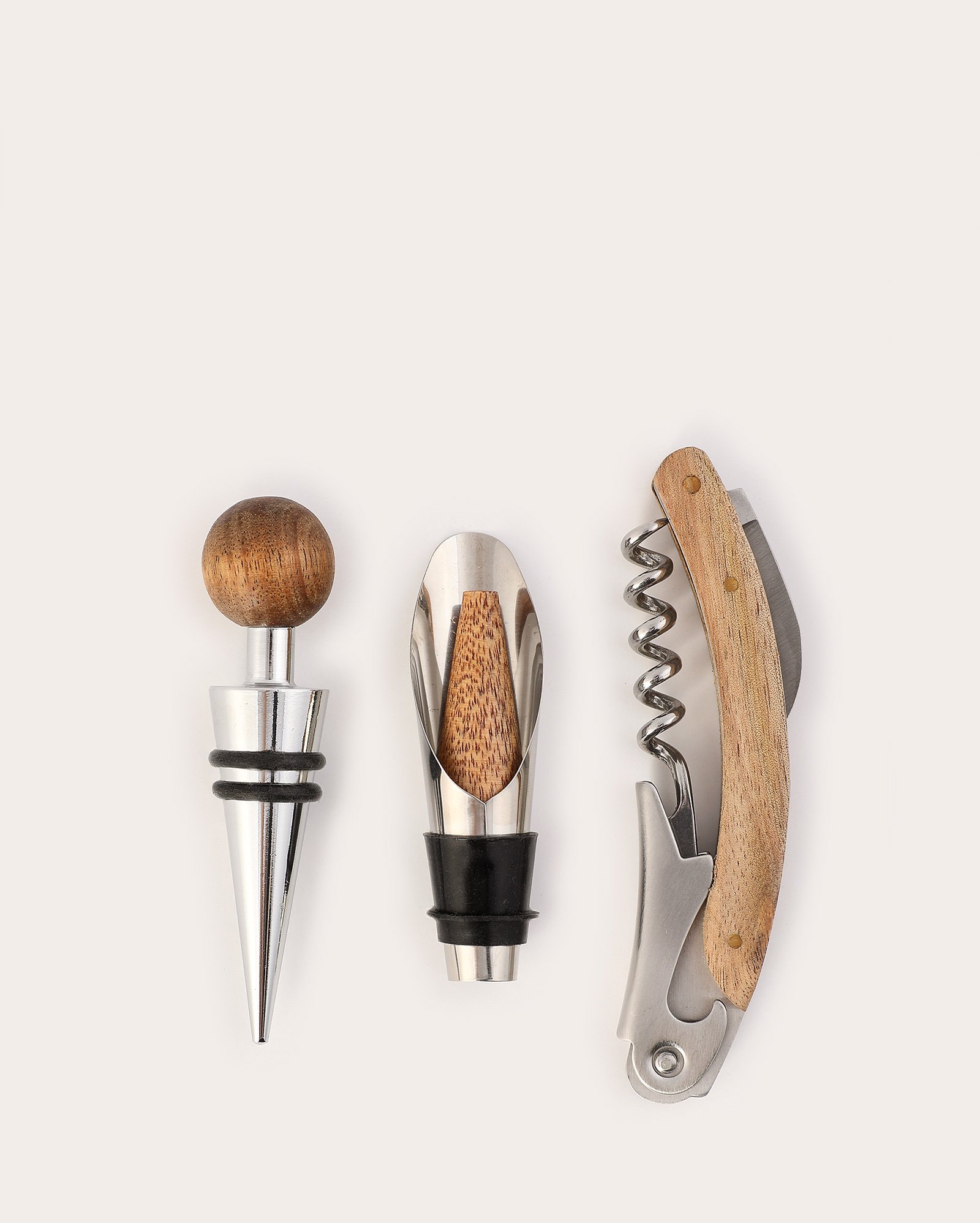 Kit acessórios para vinho 3 peças - prata | Casa Riachuelo